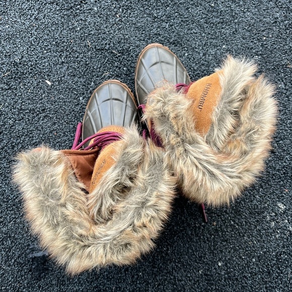 Khombu Duck Boots Suede Faux Fur Blanket Tie Winter Boots Women’s 7 - Picture 4 of 13